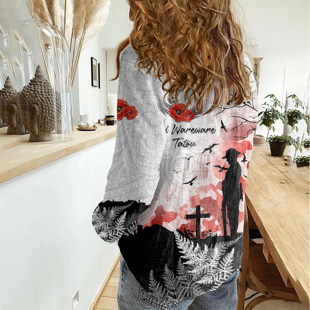 Kei Wareware Tatou New Zealand ANZAC Day Women Casual Shirt Lest We Forget