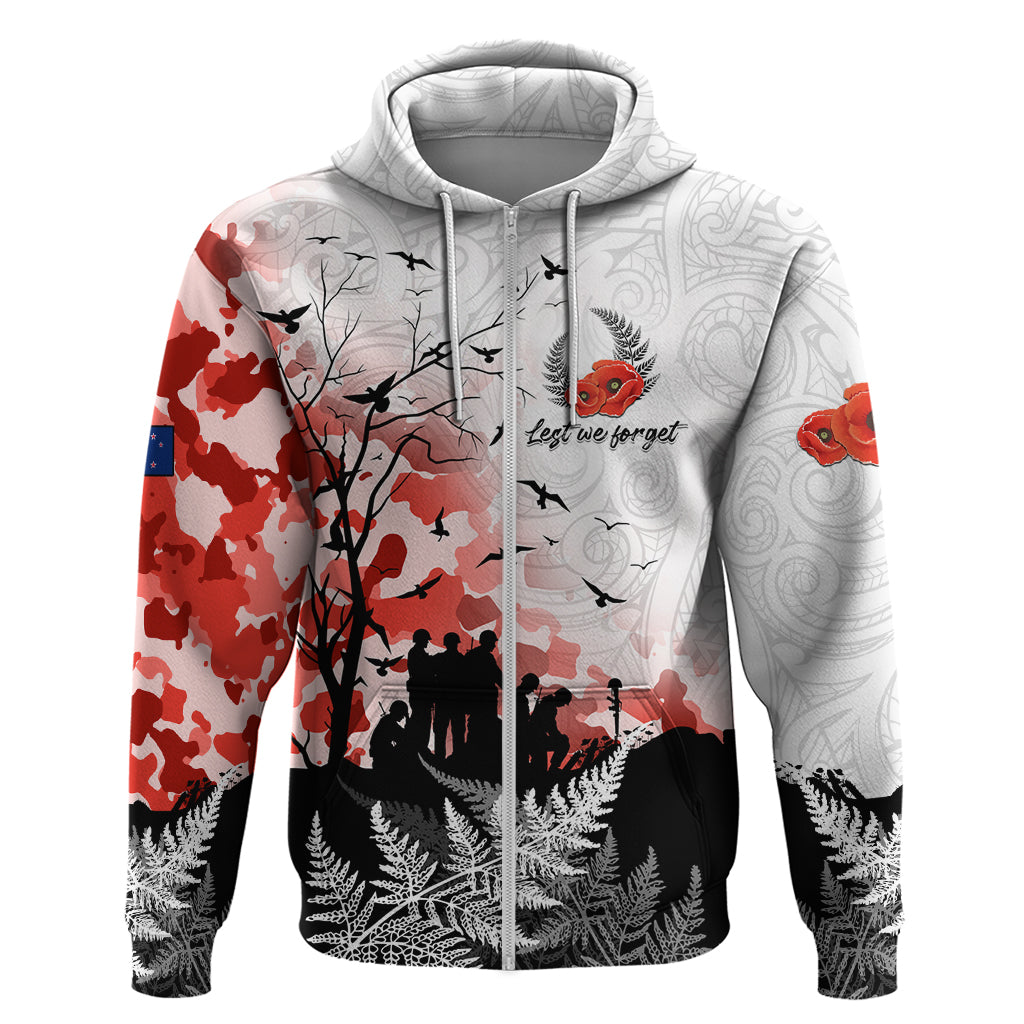 Kei Wareware Tatou New Zealand ANZAC Day Zip Hoodie Lest We Forget