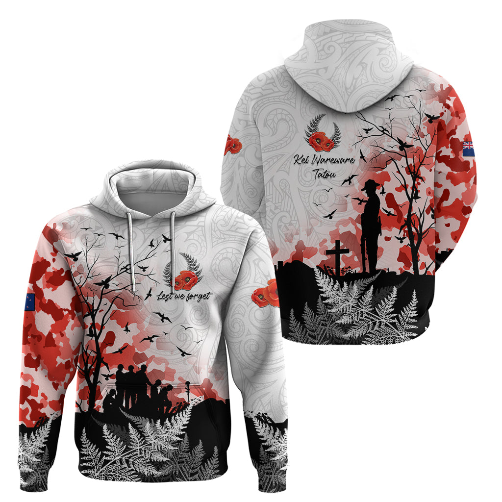 Kei Wareware Tatou New Zealand ANZAC Day Zip Hoodie Lest We Forget