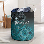 Personalised Ovarian Cancer Awareness Laundry Basket Teal Ribbon Aboriginal Art