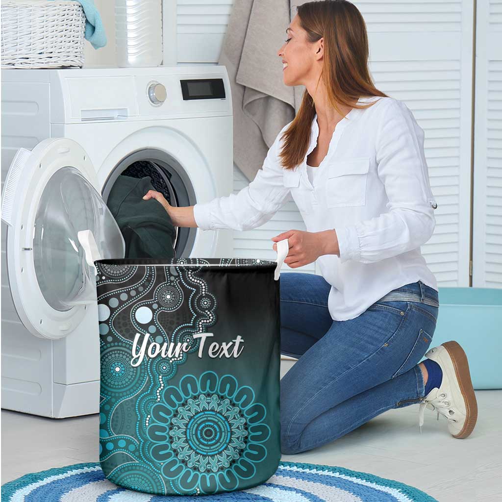 Personalised Ovarian Cancer Awareness Laundry Basket Teal Ribbon Aboriginal Art
