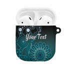 Personalised Ovarian Cancer Awareness AirPods Case Teal Ribbon Aboriginal Art