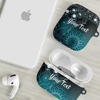 Personalised Ovarian Cancer Awareness AirPods Case Teal Ribbon Aboriginal Art