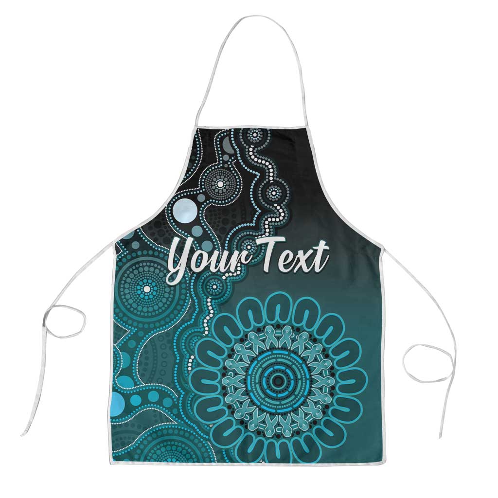 Personalised Ovarian Cancer Awareness Apron Teal Ribbon Aboriginal Art