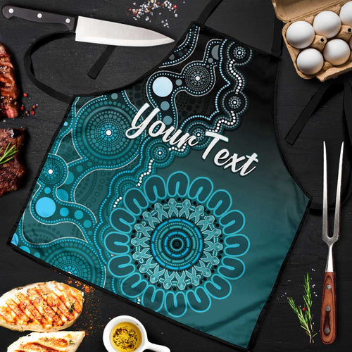 Personalised Ovarian Cancer Awareness Apron Teal Ribbon Aboriginal Art
