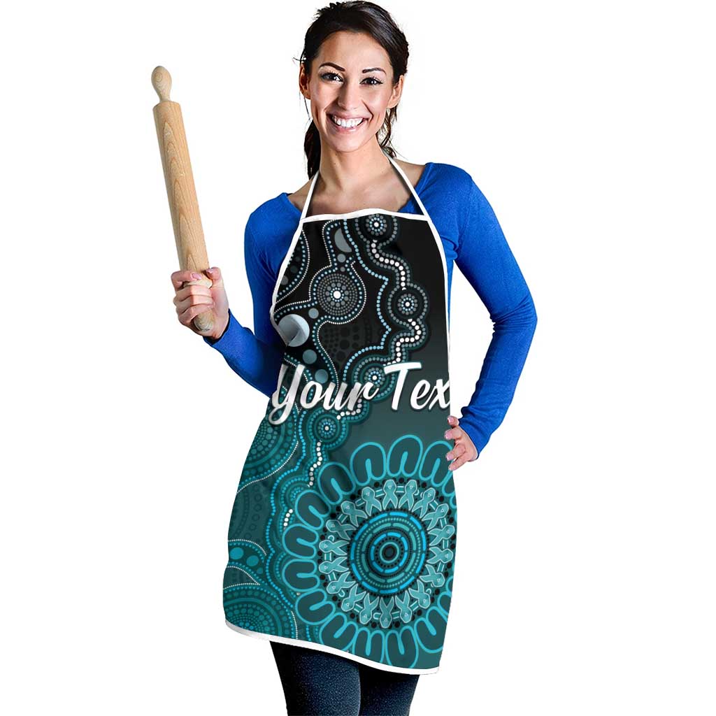 Personalised Ovarian Cancer Awareness Apron Teal Ribbon Aboriginal Art