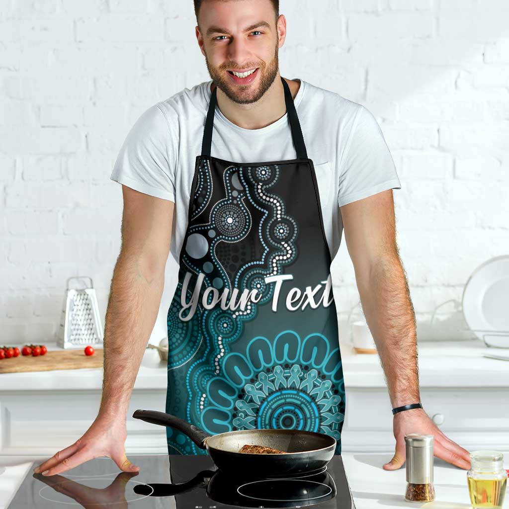 Personalised Ovarian Cancer Awareness Apron Teal Ribbon Aboriginal Art