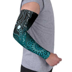 Personalised Ovarian Cancer Awareness Arm Sleeves Teal Ribbon Aboriginal Art