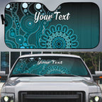 Personalised Ovarian Cancer Awareness Auto Sun Shade Teal Ribbon Aboriginal Art