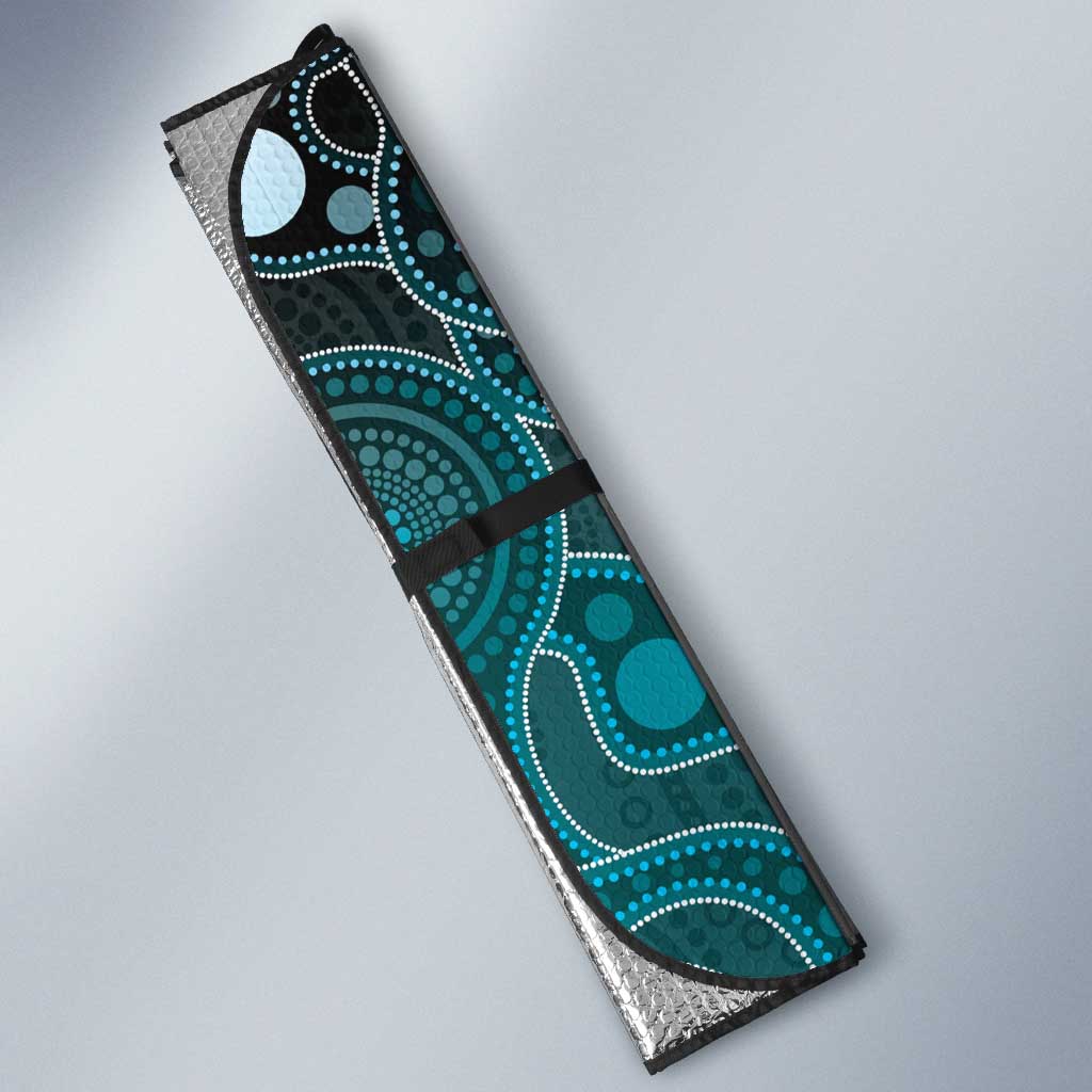 Personalised Ovarian Cancer Awareness Auto Sun Shade Teal Ribbon Aboriginal Art