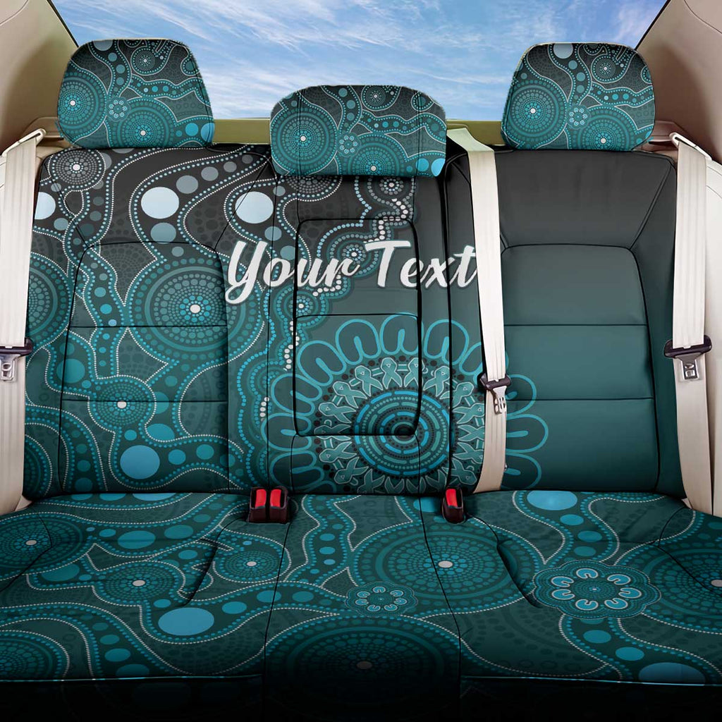 Personalised Ovarian Cancer Awareness Back Car Seat Cover Teal Ribbon Aboriginal Art