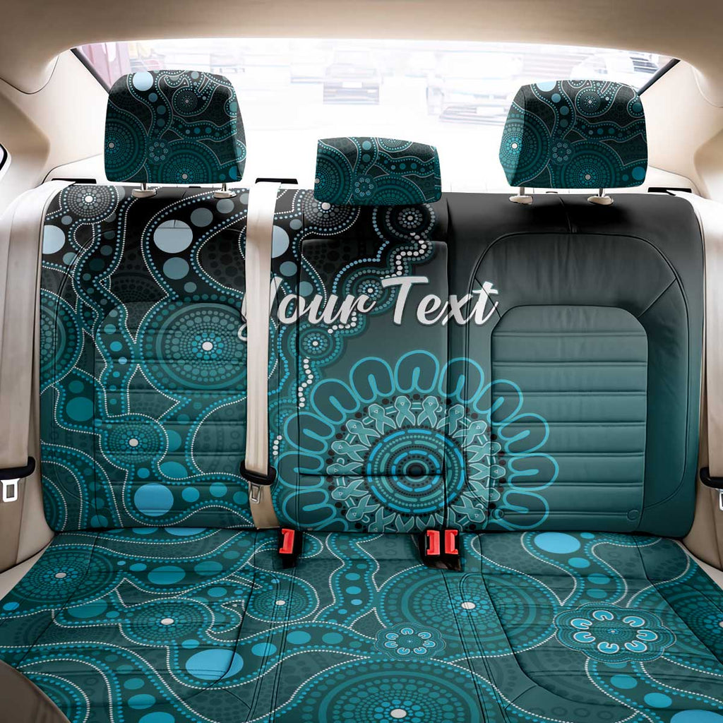 Personalised Ovarian Cancer Awareness Back Car Seat Cover Teal Ribbon Aboriginal Art