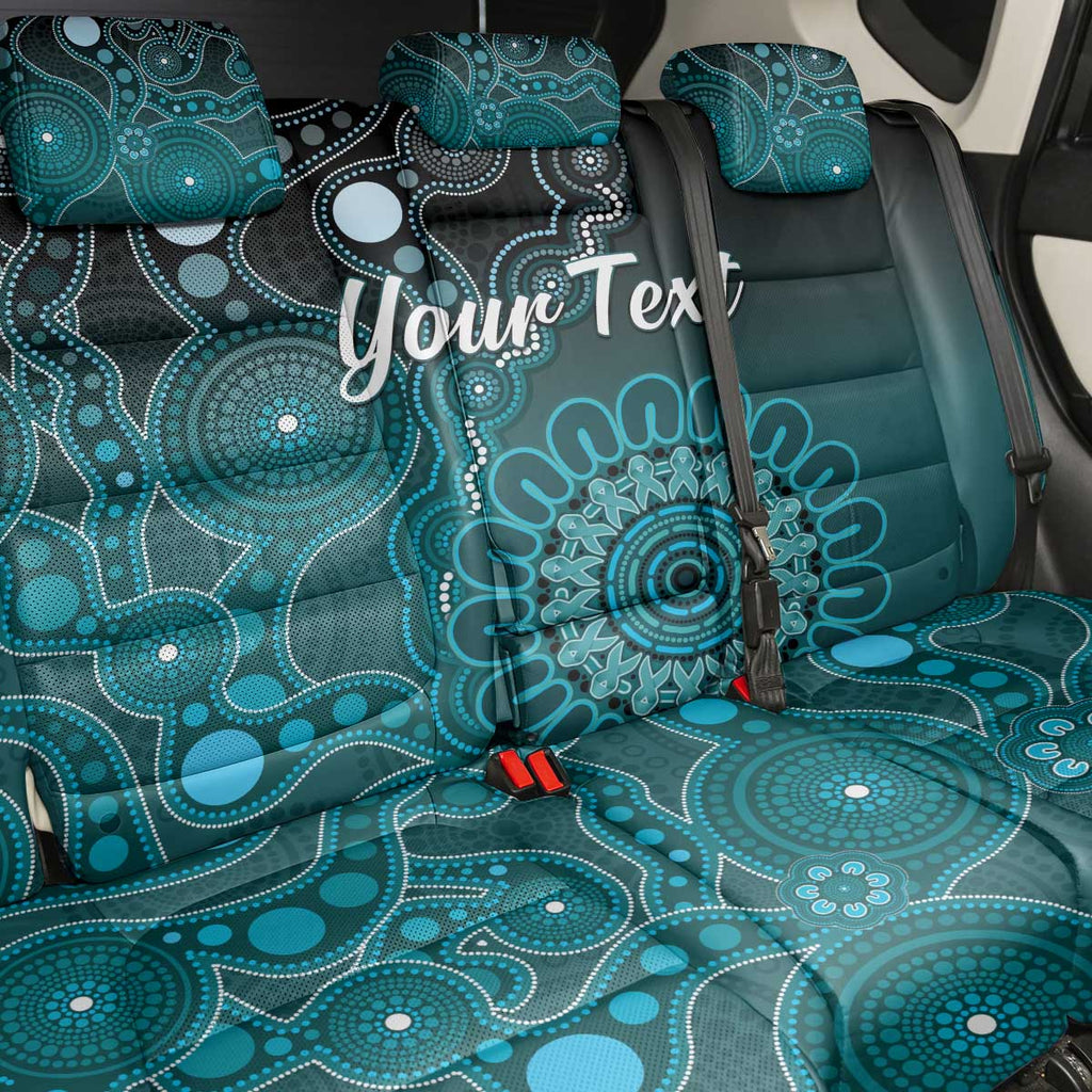 Personalised Ovarian Cancer Awareness Back Car Seat Cover Teal Ribbon Aboriginal Art