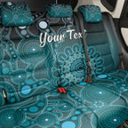 Personalised Ovarian Cancer Awareness Back Car Seat Cover Teal Ribbon Aboriginal Art