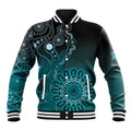 Personalised Ovarian Cancer Awareness Baseball Jacket Teal Ribbon Aboriginal Art
