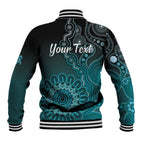 Personalised Ovarian Cancer Awareness Baseball Jacket Teal Ribbon Aboriginal Art