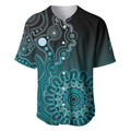 Personalised Ovarian Cancer Awareness Baseball Jersey Teal Ribbon Aboriginal Art