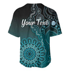 Personalised Ovarian Cancer Awareness Baseball Jersey Teal Ribbon Aboriginal Art