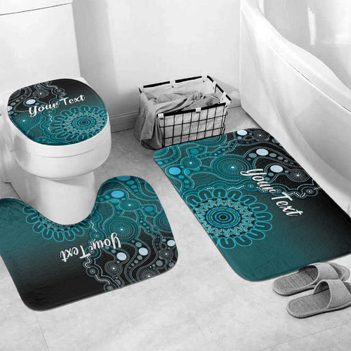 Personalised Ovarian Cancer Awareness Bathroom Set Teal Ribbon Aboriginal Art