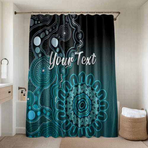 Personalised Ovarian Cancer Awareness Bathroom Set Teal Ribbon Aboriginal Art