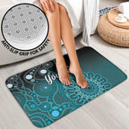 Personalised Ovarian Cancer Awareness Bathroom Set Teal Ribbon Aboriginal Art