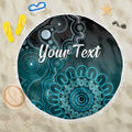 Personalised Ovarian Cancer Awareness Beach Blanket Teal Ribbon Aboriginal Art