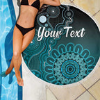 Personalised Ovarian Cancer Awareness Beach Blanket Teal Ribbon Aboriginal Art