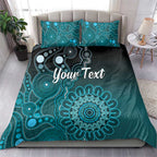 Personalised Ovarian Cancer Awareness Bedding Set Teal Ribbon Aboriginal Art