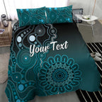 Personalised Ovarian Cancer Awareness Bedding Set Teal Ribbon Aboriginal Art