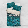 Personalised Ovarian Cancer Awareness Bedding Set Teal Ribbon Aboriginal Art