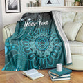 Personalised Ovarian Cancer Awareness Blanket Teal Ribbon Aboriginal Art