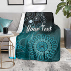 Personalised Ovarian Cancer Awareness Blanket Teal Ribbon Aboriginal Art