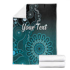 Personalised Ovarian Cancer Awareness Blanket Teal Ribbon Aboriginal Art
