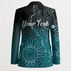 Personalised Ovarian Cancer Awareness Blazer Teal Ribbon Aboriginal Art