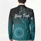 Personalised Ovarian Cancer Awareness Blazer Teal Ribbon Aboriginal Art