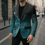 Personalised Ovarian Cancer Awareness Blazer Teal Ribbon Aboriginal Art