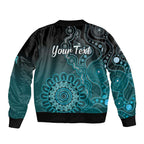 Personalised Ovarian Cancer Awareness Bomber Jacket Teal Ribbon Aboriginal Art