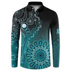 Personalised Ovarian Cancer Awareness Button Sweatshirt Teal Ribbon Aboriginal Art