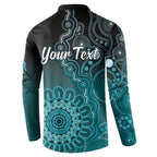 Personalised Ovarian Cancer Awareness Button Sweatshirt Teal Ribbon Aboriginal Art