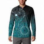 Personalised Ovarian Cancer Awareness Button Sweatshirt Teal Ribbon Aboriginal Art