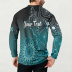 Personalised Ovarian Cancer Awareness Button Sweatshirt Teal Ribbon Aboriginal Art