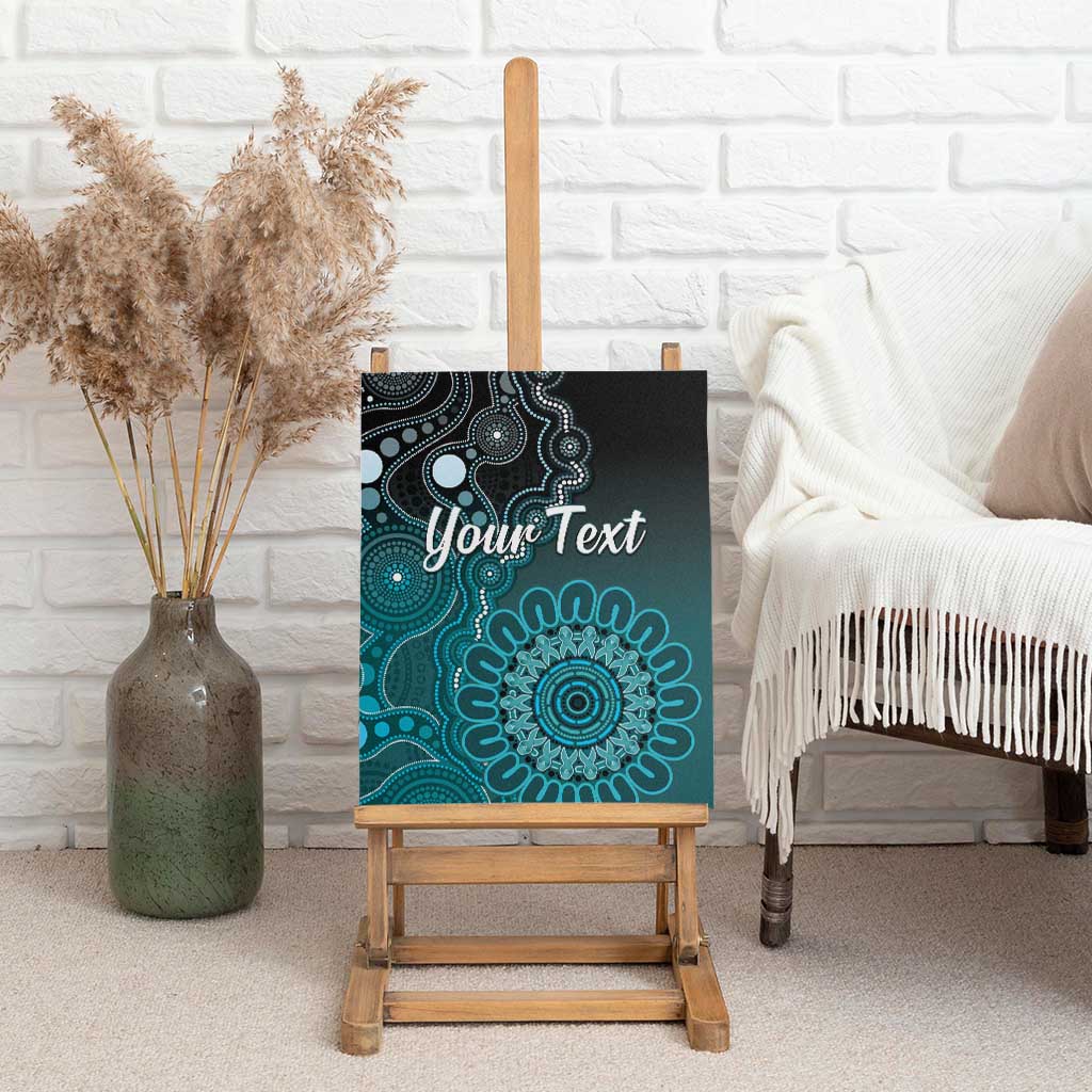 Personalised Ovarian Cancer Awareness Canvas Wall Art Teal Ribbon Aboriginal Art