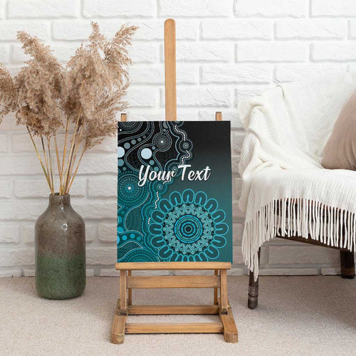 Personalised Ovarian Cancer Awareness Canvas Wall Art Teal Ribbon Aboriginal Art