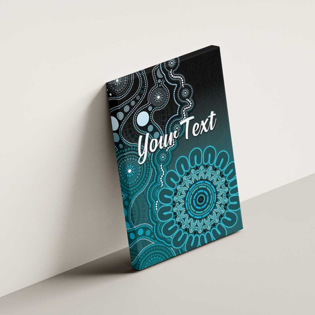 Personalised Ovarian Cancer Awareness Canvas Wall Art Teal Ribbon Aboriginal Art