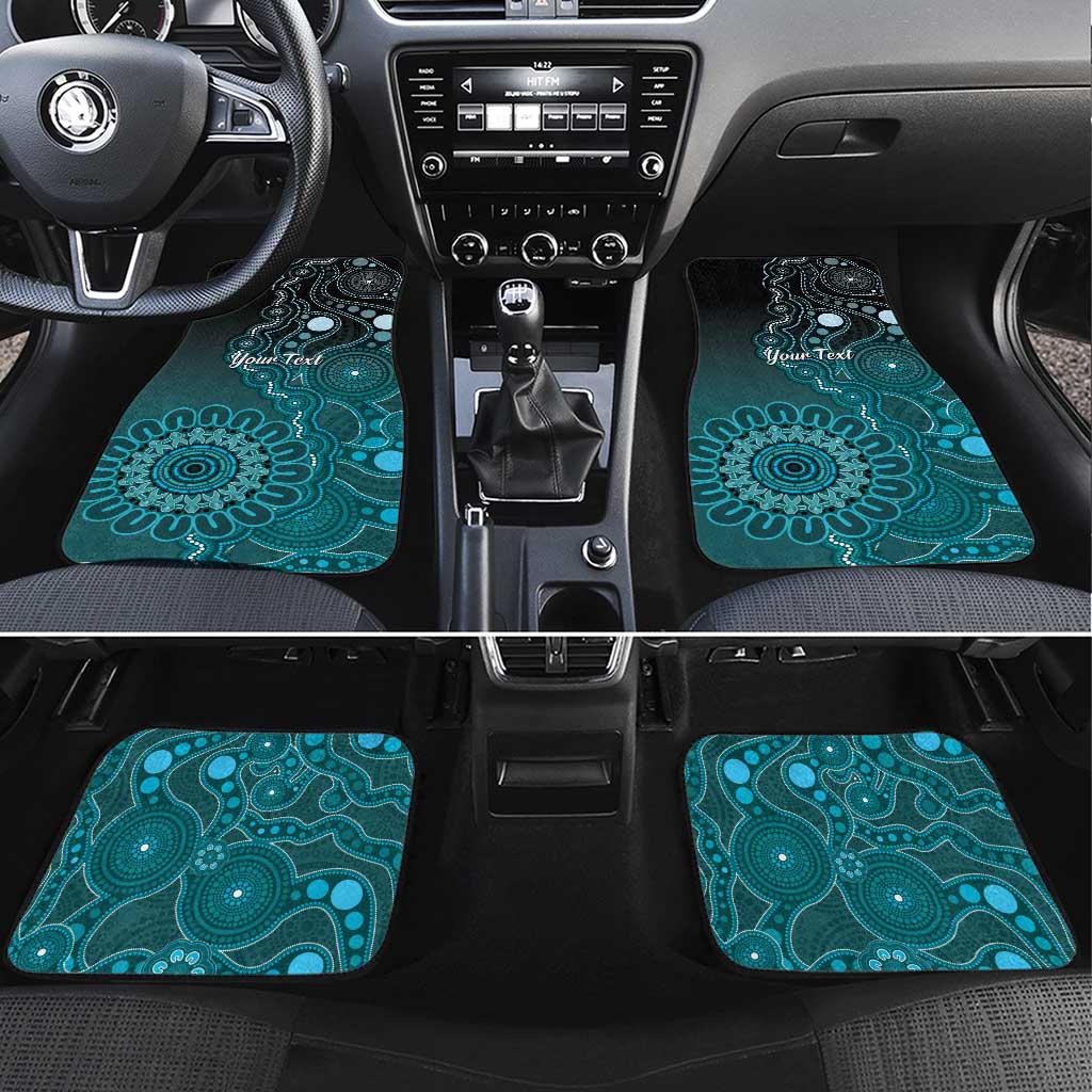 Personalised Ovarian Cancer Awareness Car Mats Teal Ribbon Aboriginal Art