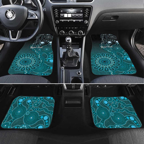 Personalised Ovarian Cancer Awareness Car Mats Teal Ribbon Aboriginal Art