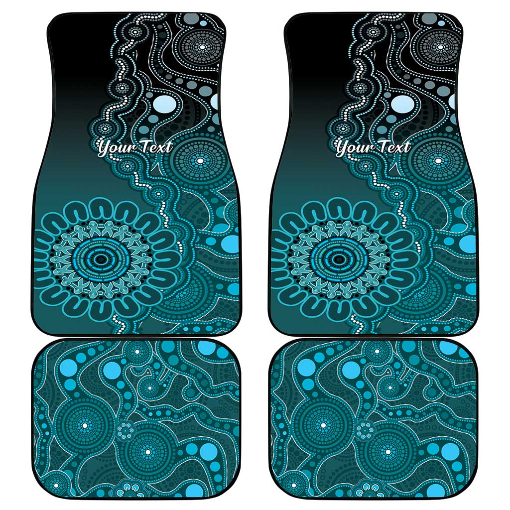 Personalised Ovarian Cancer Awareness Car Mats Teal Ribbon Aboriginal Art