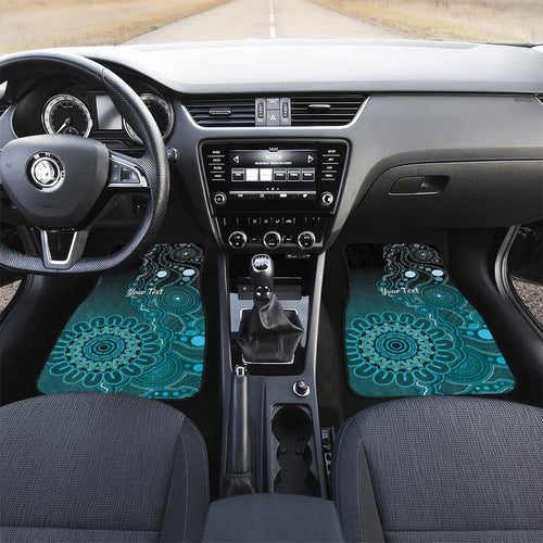 Personalised Ovarian Cancer Awareness Car Mats Teal Ribbon Aboriginal Art
