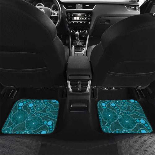 Personalised Ovarian Cancer Awareness Car Mats Teal Ribbon Aboriginal Art