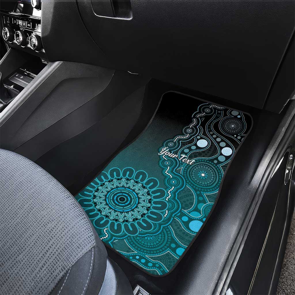 Personalised Ovarian Cancer Awareness Car Mats Teal Ribbon Aboriginal Art
